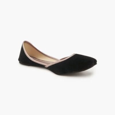 Heel Party Wear Khussa - Black Velvet Kitten Heel