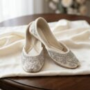 Bridal Khussa - White & Silver Walima Edition