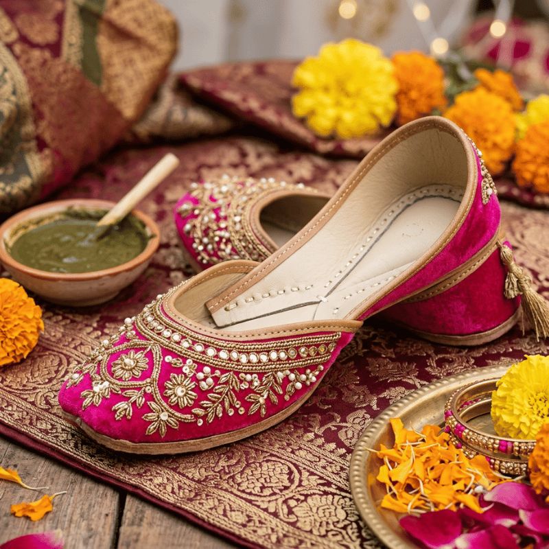 Bridal Khussa - Pink Mehndi Special