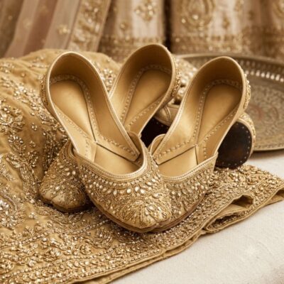 Bridal Khussa - Golden Lehenga Pair