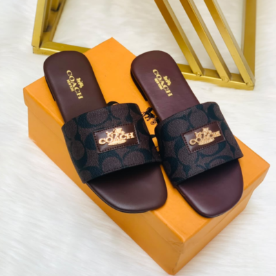 Signature Monogram Canvas Slide Sandal – Mustard & Brown