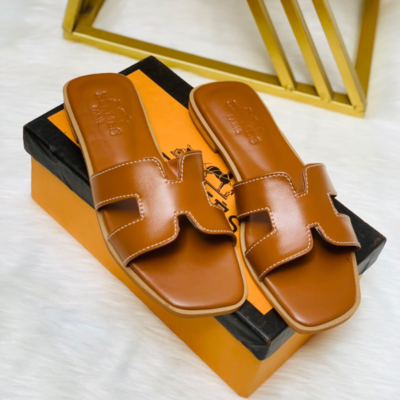 Classic H-Cut Leather Slide Sandal – Flat Mule